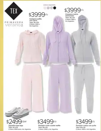 Carrefour Campera Waffle Con Cierre, Campera Rústica Esmerilada, Zapatilla Base Baja, Pantalón Corte Culotte Waffle O Pantalón Rústico oferta