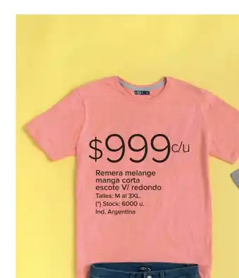 Carrefour Remera Melange Mango Corta Escota V- Redondo oferta