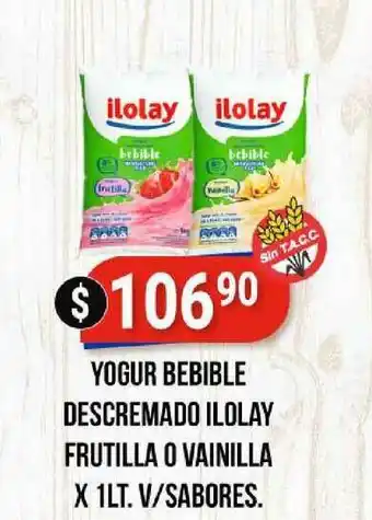 Supermercados Mayor Yogur Bebible Descremado Ilolay Frutilla O Vainilla X 1lt. V-sabores. oferta