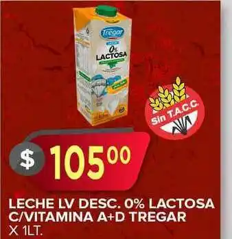 Supermercados Mayor Leche Lv Desc. 0% Lactosa C-vitamina A+d Tregar X 1lt. oferta