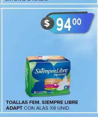 Supermercados Mayor Toallas Fem. Siempre Libre Adapt Con Alas X8 Unid. oferta