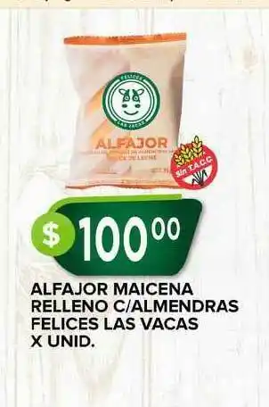 Supermercados Mayor Alfajor Maicena Relleno C-almendras Felices Las Vacas X Unid. oferta