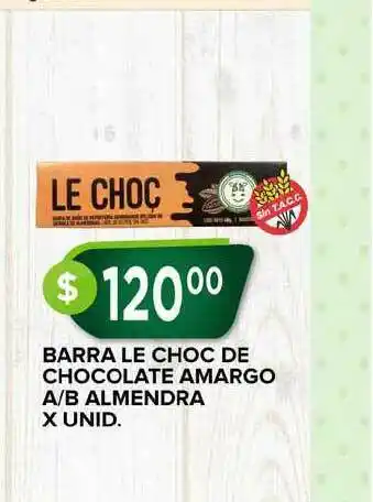 Barra Le Choc De Chocolate Amargo A-b Almendra X Unid.