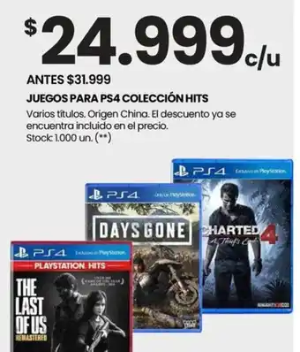 Changomas JUEGOS PARA PS4 COLECCIÓN HITS oferta