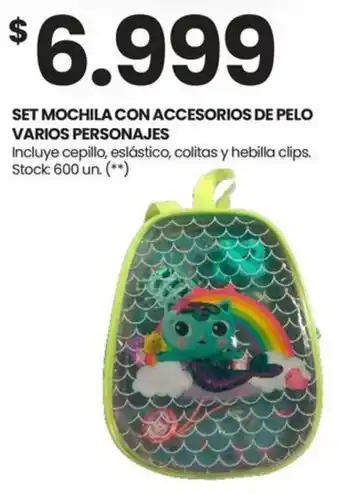 Changomas SET MOCHILA CON ACCESORIOS DE PELO VARIOS PERSONAJES oferta