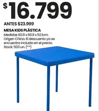 Changomas MESA KIDS PLÁSTICA Medidas 60.9 x 60.9 x 52.1cm. oferta