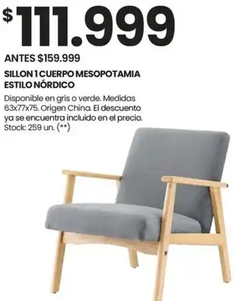 Changomas SILLON 1 CUERPO MESOPOTAMIA ESTILO NÓRDICO oferta