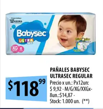 Punto Mayorista Babysec Pañales Ultrasec Regular oferta