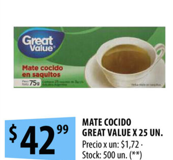 Punto Mayorista Mate Cocido Great Value x 25 un oferta
