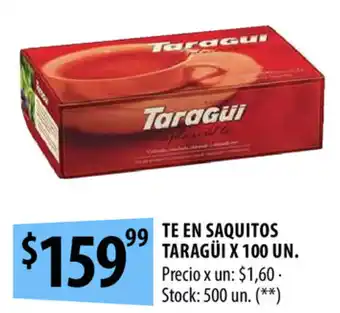 Punto Mayorista Taragüi Te en Saquitos x 100 un oferta