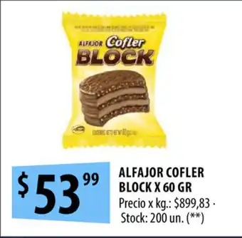 Punto Mayorista Alfajor Cofler Block x 60 gr oferta