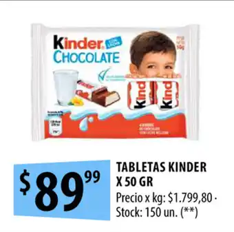 Punto Mayorista Kinder Tabletas x 50 gr oferta