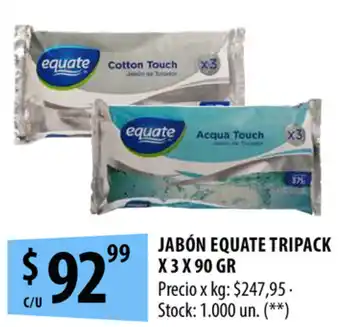 Punto Mayorista Equate Jabón Tripack x 3 x 90 gr oferta