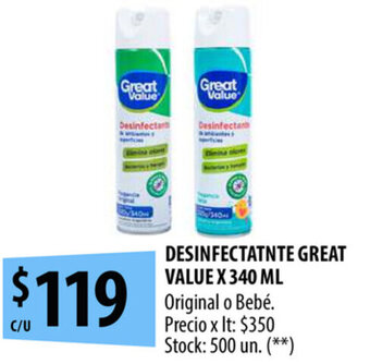 Punto Mayorista Desinfectante Great Value x 340 ml oferta