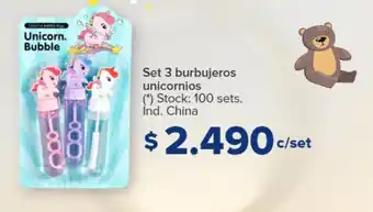 Carrefour Set 3 burbujeros unicornios oferta