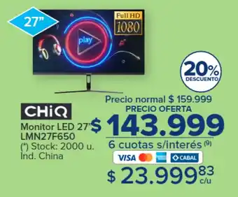 Carrefour CHiQ Monitor LED 27" LMN27F650 oferta