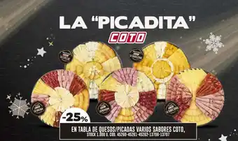 Coto EN TABLA DE QUESOS/PICADAS VARIOS SABORES COTO oferta