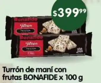 Supermercados Buenos Días Turrón de maní con frutas BONAFIDE x 100 g oferta