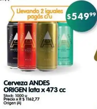 Supermercados Buenos Días Cerveza ANDES ORIGEN lata x 473 cc oferta