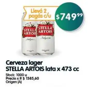 Supermercados Buenos Días Cerveza lager STELLA ARTOIS lata x 473 cc oferta