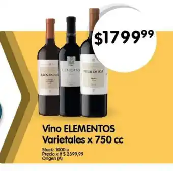 Supermercados Buenos Días Vino ELEMENTOS Varietales x 750 cc oferta