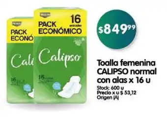 Supermercados Buenos Días Toalla femenina CALIPSO normal con alas x 16 u oferta