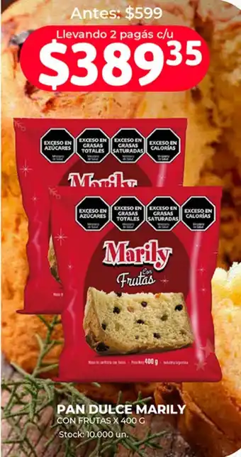 Supermercados Tadicor PAN DULCE MARILY CON FRUTAS X 400 G oferta