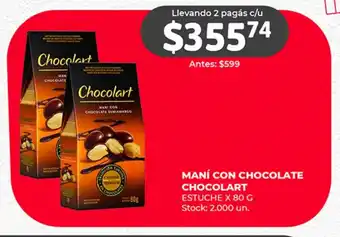 Supermercados Tadicor MANÍ CON CHOCOLATE CHOCOLART ESTUCHE X 80 G oferta