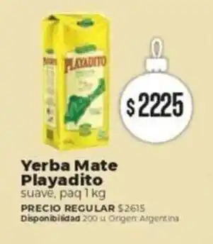 Supermercados Vea Yerba Mate Playadito suave, paq 1kg oferta
