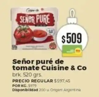 Supermercados Vea Señor puré de tomate Cuisine & Co brk. 520 grs. oferta