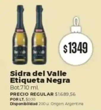 Supermercados Vea Sidra Del Valle Etiqueta Negra Bot. 710 ml. oferta