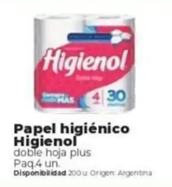 Supermercados Vea Papel higiénico Higienol doble hoja plus Paq. 4 un. oferta