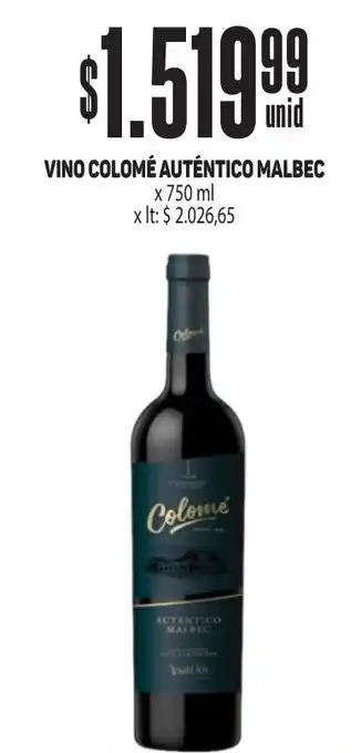 Makro VINO COLOMÉ AUTÉNTICO MALBEC x 750 ml oferta