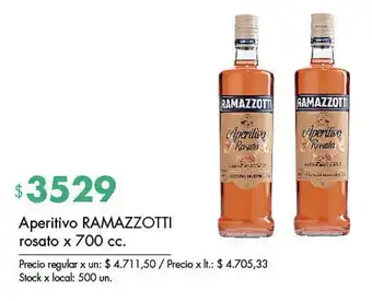 Aperitivo RAMAZZOTTI rosato x 700 cc.