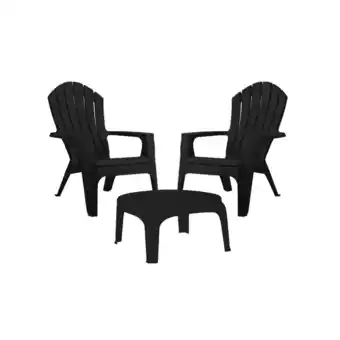 Frávega Set de 2 sillones miami ecologicos + mesa puket negra garden life oferta