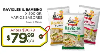 Super MAMI Ravioles IL Bambino x 500fr Varios Sabores oferta