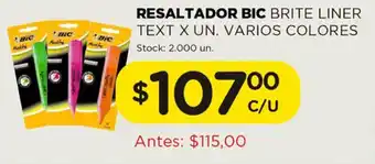 Super MAMI Resaltador Bic Brite Linee Text x Un. Varios Sabores oferta