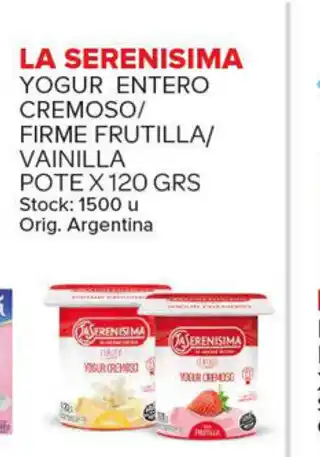 Carrefour Maxi La Serenisima Yogur entero cremoso x 120grs oferta