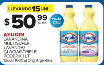 Carrefour Maxi Ayudin Lavandina Multisuper Lavanda/Glaciar Triple Poder x 1lt oferta