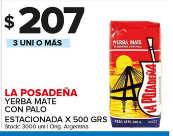 Carrefour Maxi La Posadeña Yerba Mate Con Palo Estacionada x 500grs oferta