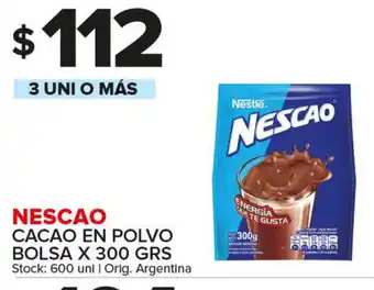 Carrefour Maxi Nescao Cacao En Polvo Bolsa x 300grs oferta