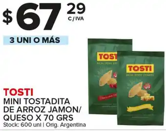 Carrefour Maxi Tosti Mini Tostada De Arroz Jamon/Queso x 70grs oferta