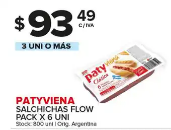 Carrefour Maxi Patyviena Salchichas Flow Pack x 6 uni oferta