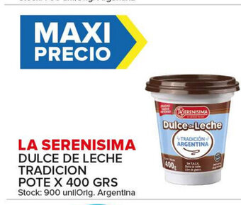 Carrefour Maxi La Serenisima Dulce De leche Tradicion Pote x 400grs oferta