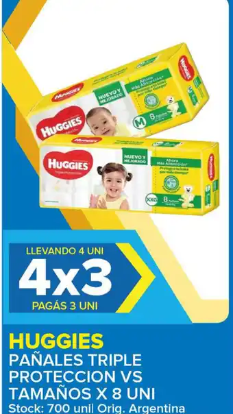 Carrefour Maxi Huggies Pañales Triple Proteccion Vs Tamaños x 8uni oferta