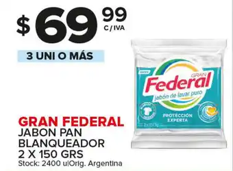 Carrefour Maxi Gran Federal Jabon Pan Blanqueador 2x 150grs oferta