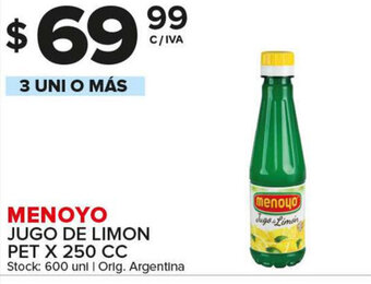 Carrefour Maxi Menoyo Jugo de limon pet x 250cc oferta