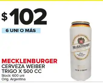 Carrefour Maxi Mecklenburger Cerveza Weiber Trigo x 500cc oferta