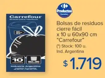 Carrefour Bolsas de residuos cierre fácil x 10 u 60x90 cm Carrefour oferta