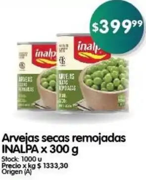 Supermercados Buenos Días Arvejas secas remojadas INALPA x 300 g oferta